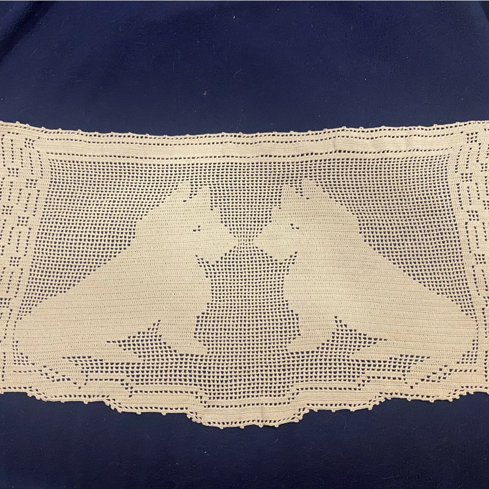 Scottie x two!  Vintage Hand crocheted doily perfect for framing